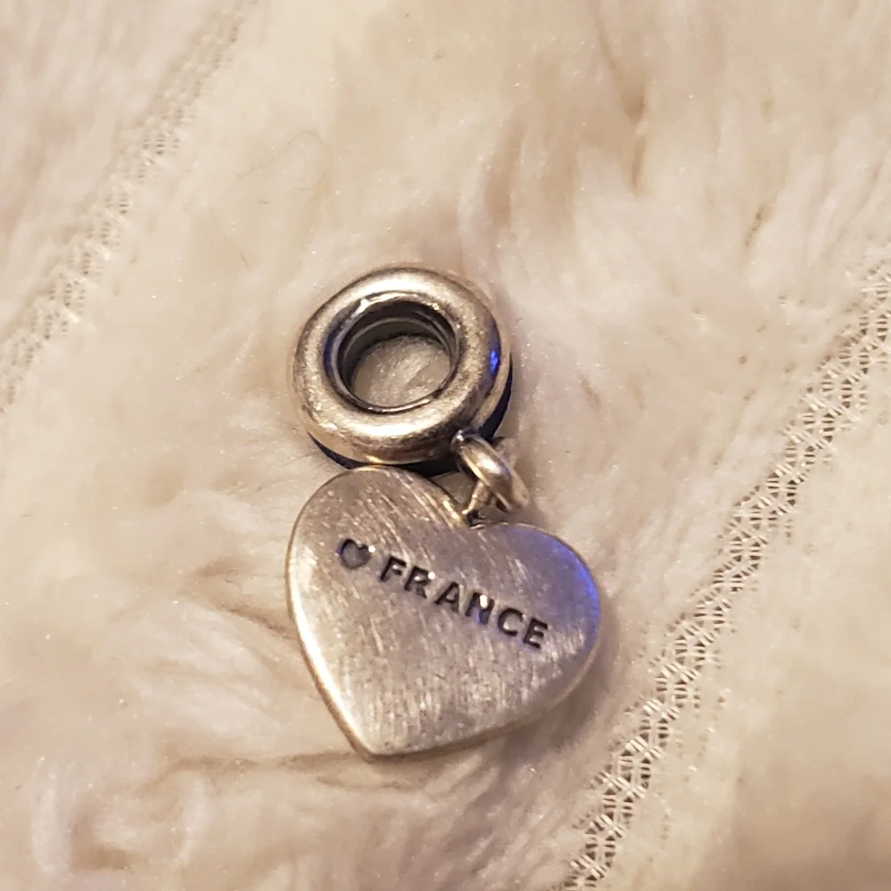 Pandora Silver Red White Blue France Heart Charm - Picture 4 of 8